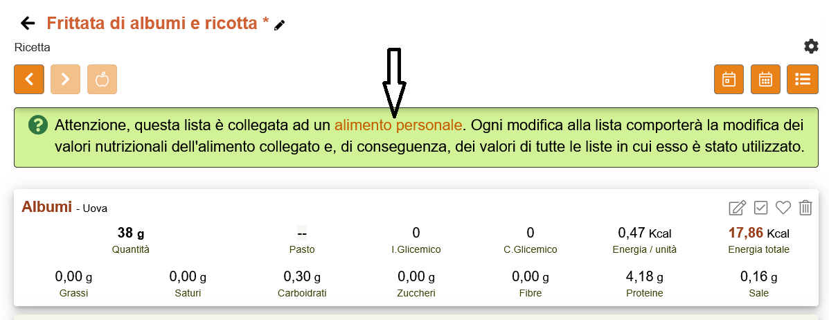 Come creare un alimento personale da una lista 10a